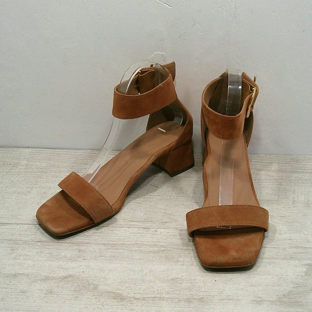 Aerosoles Women's Eliza Tan Sandals with Gold Buckle block heel Size 10 - Picture 3 of 14